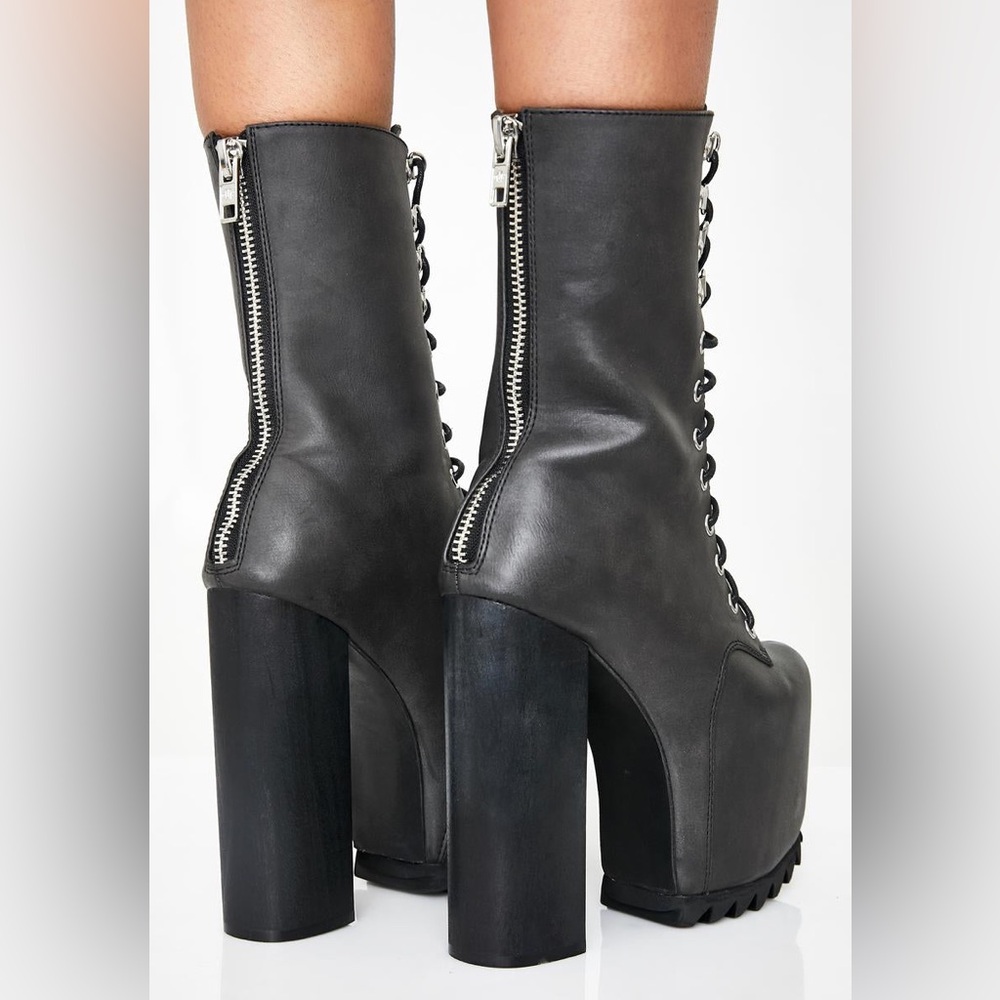 Black Platform Lace-Up Boots - image 4